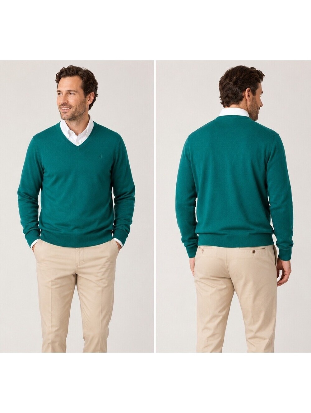 Brooks Brothers Green Silk Cashmere V-Neck Sweater Men’s Small Embroidered Logo